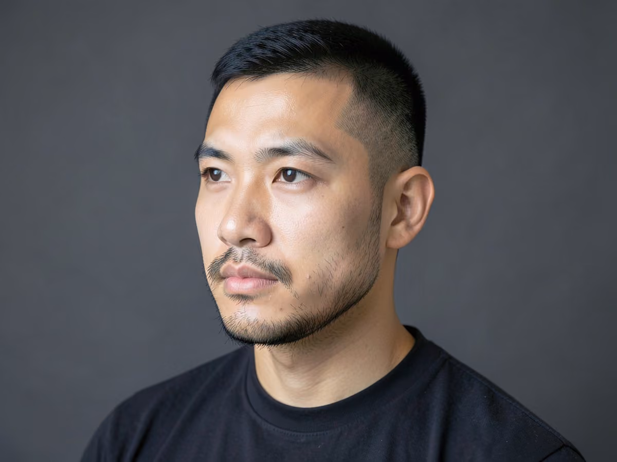 Man with a french crop with stubble haircut