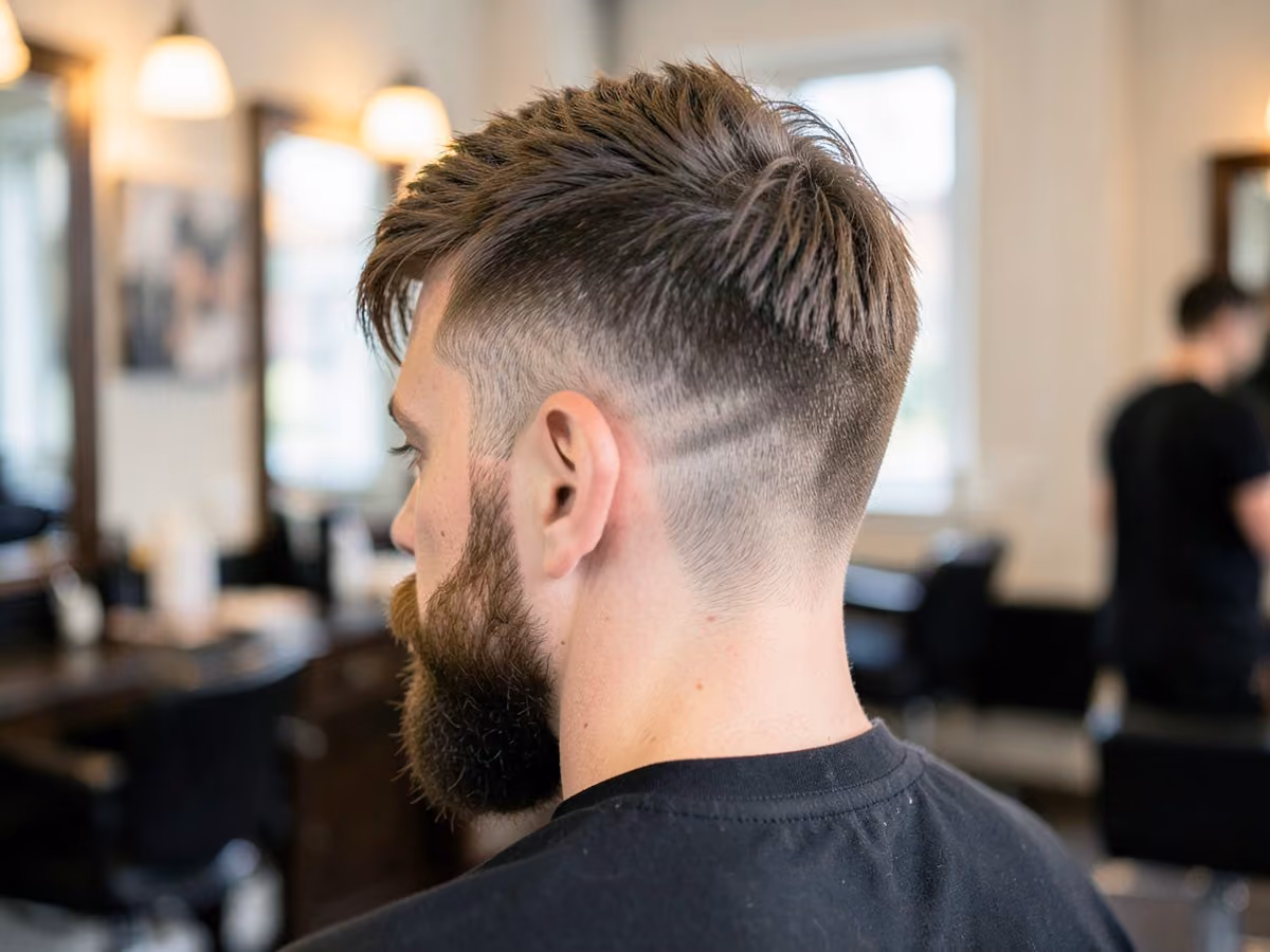Man with a hipster french crop haircut