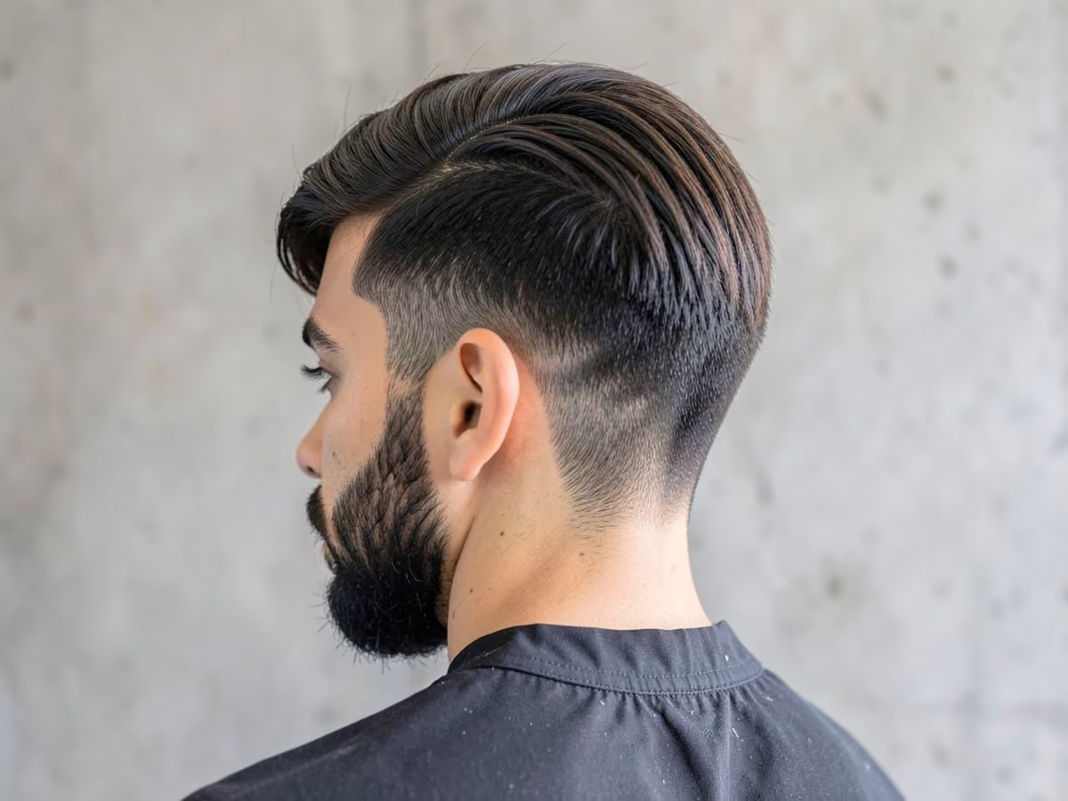 Man with a side swept french crop haircut
