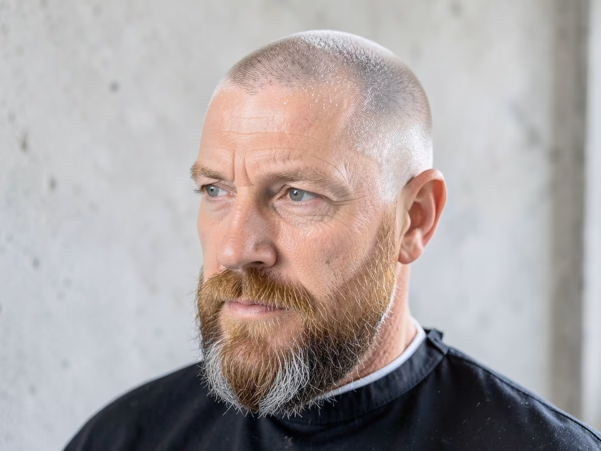 Man with a frosted buzz cut