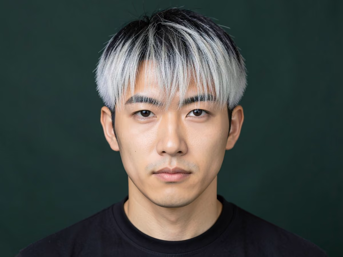 Man with a frosted fringe haircut