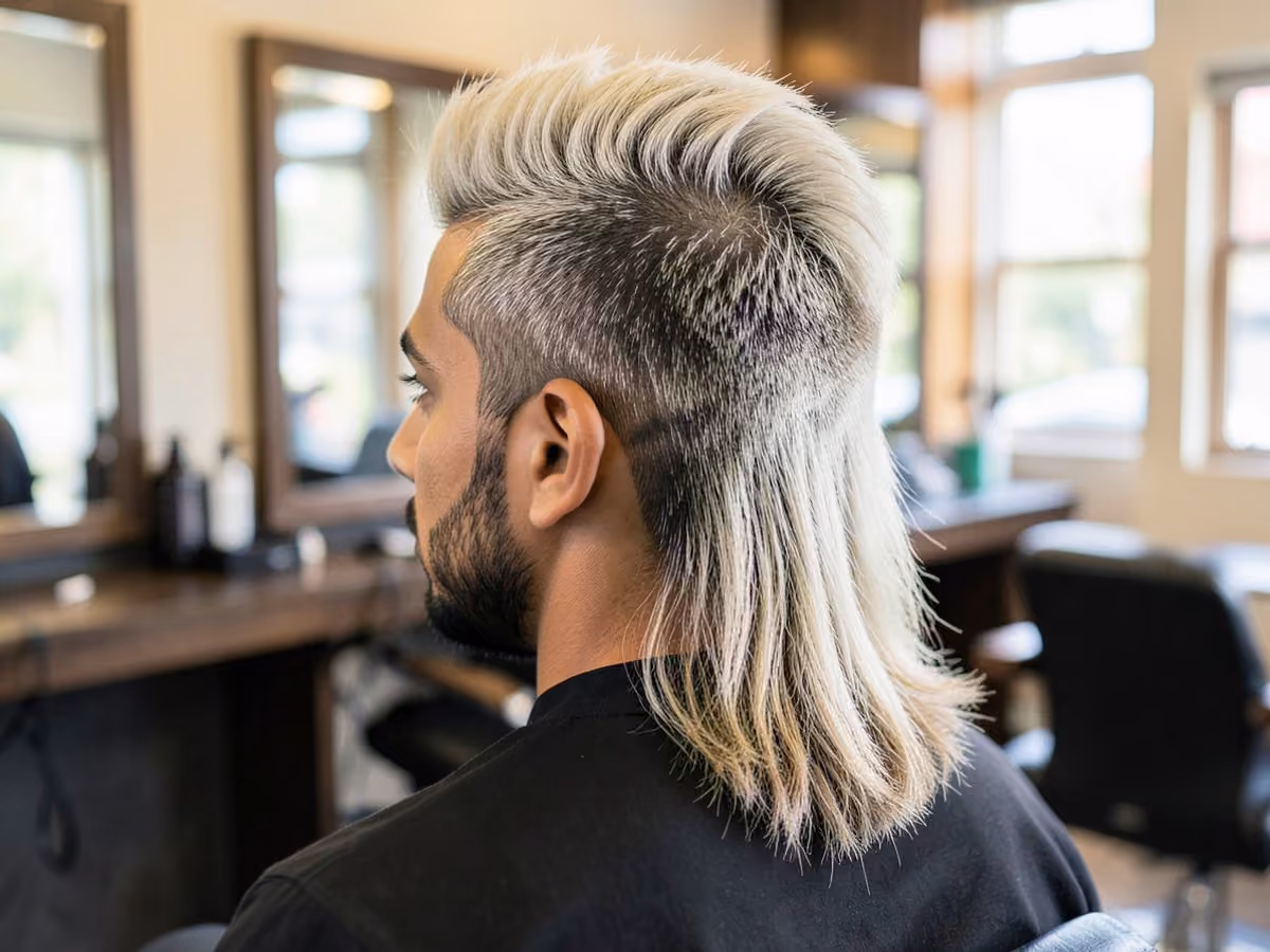 Man with a frosted tips mullet