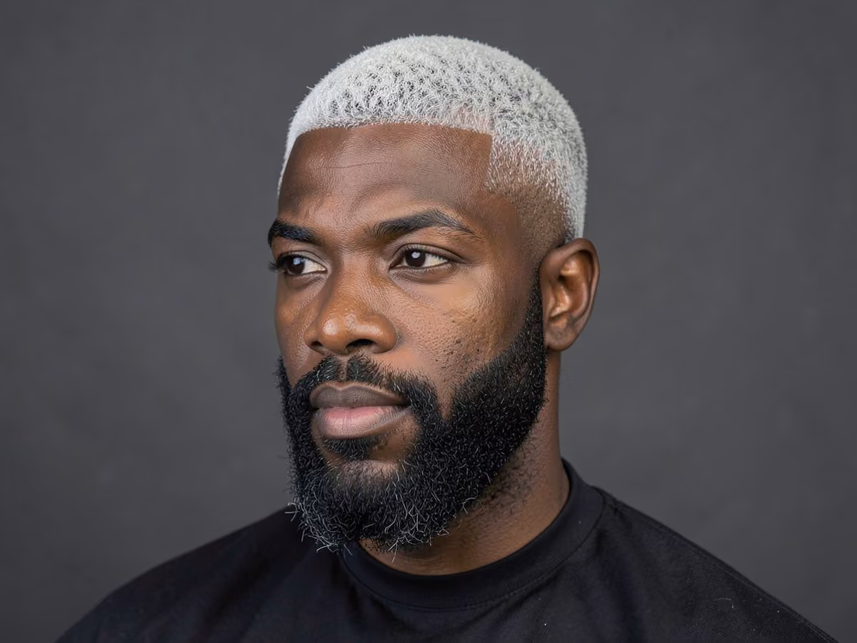 Man with a frosted tips with beard haircut