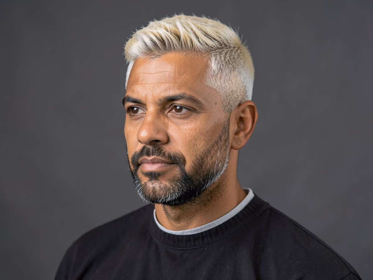 Man with a subtle frosted tips haircut