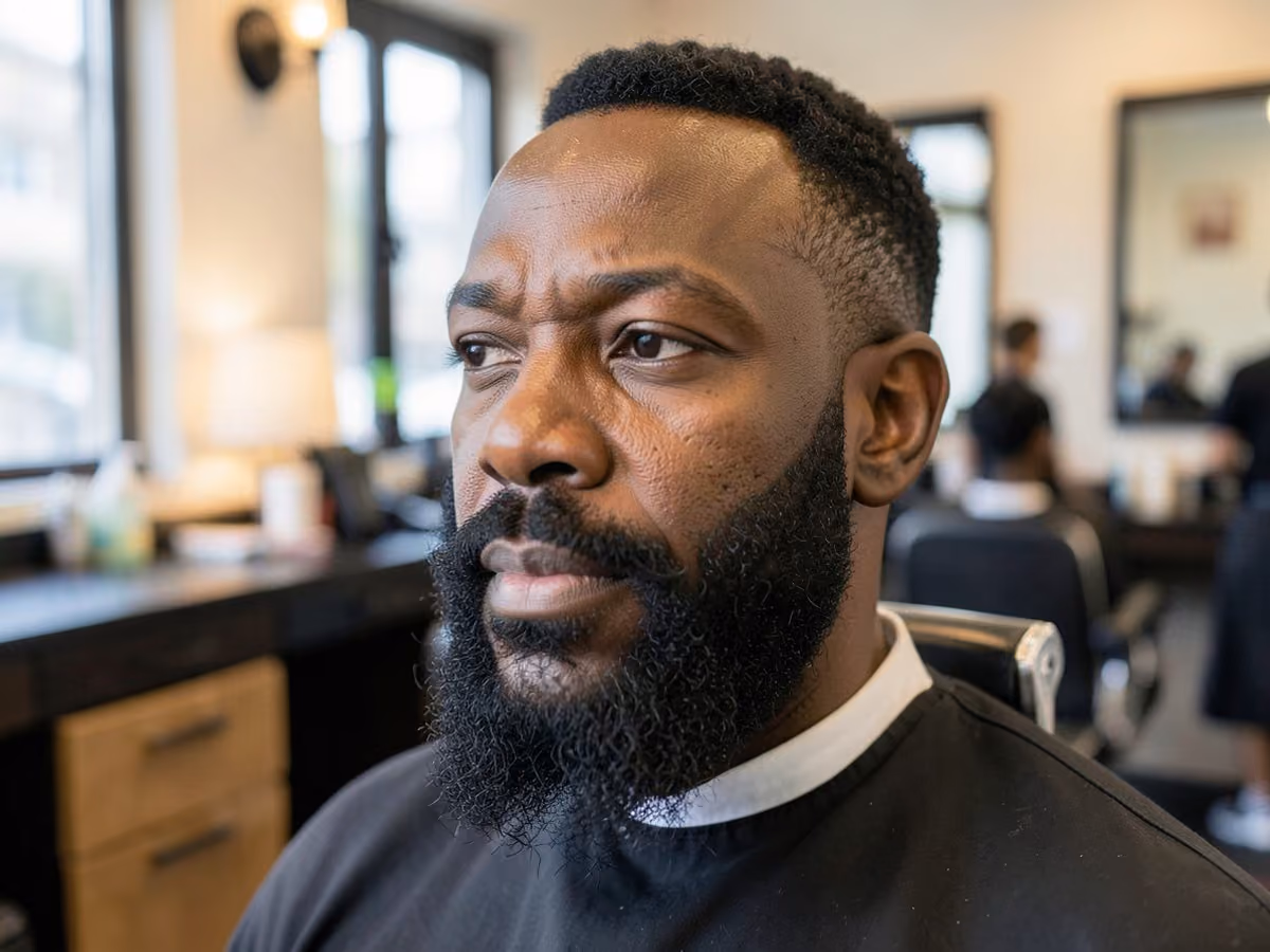 Man with a coily full beard haircut