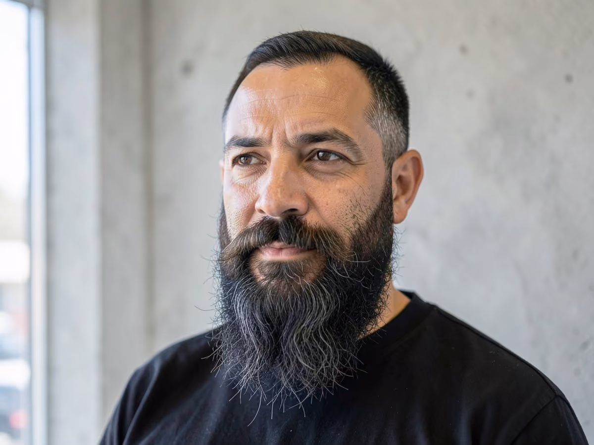 Man with a long full beard haircut