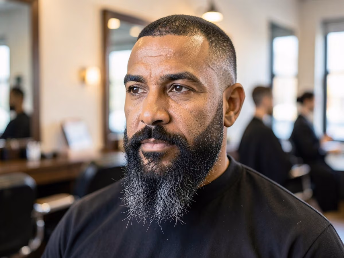 Man with a pointed full beard haircut