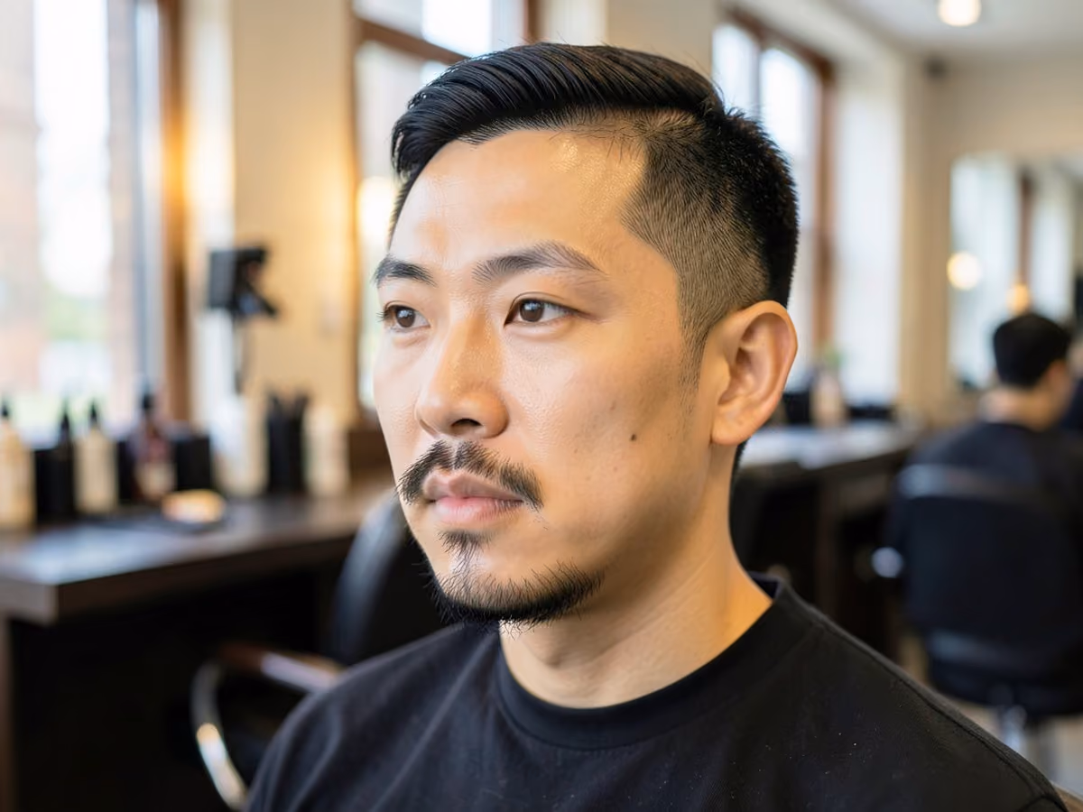 Man with a disconnected goatee haircut