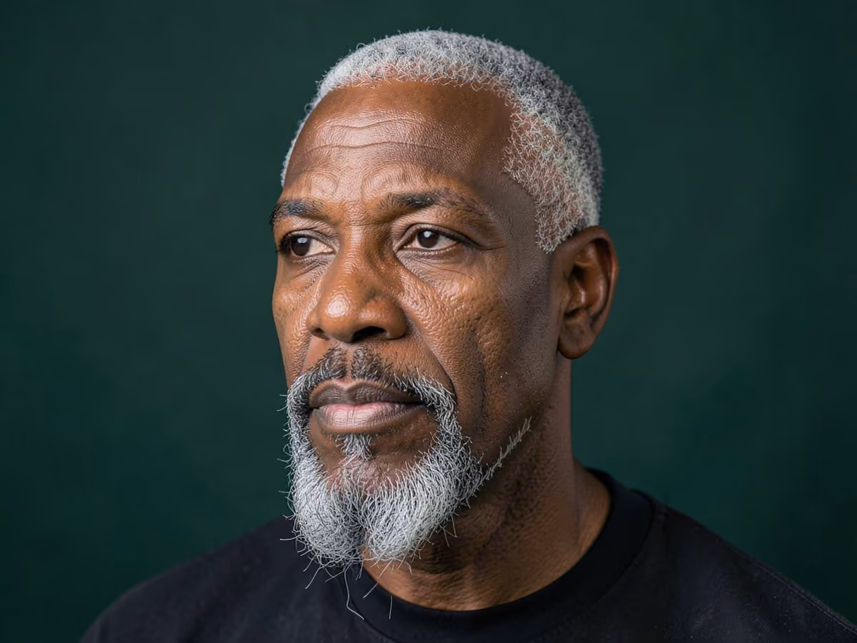 Man with an extended goatee haircut