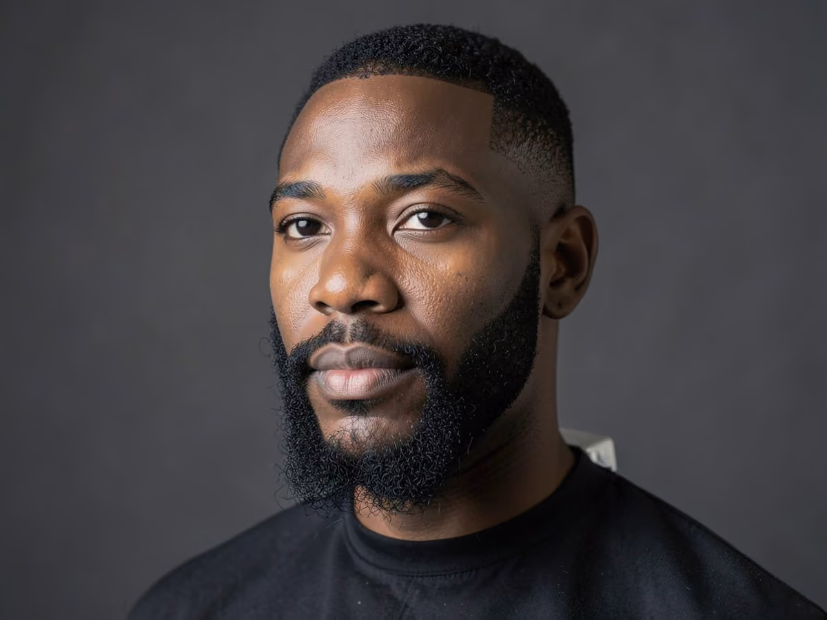 Man with a goatee for black men haircut