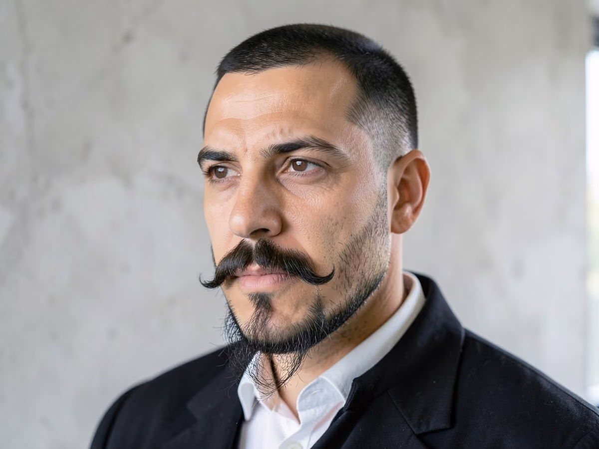 Man with a musketeer goatee haircut