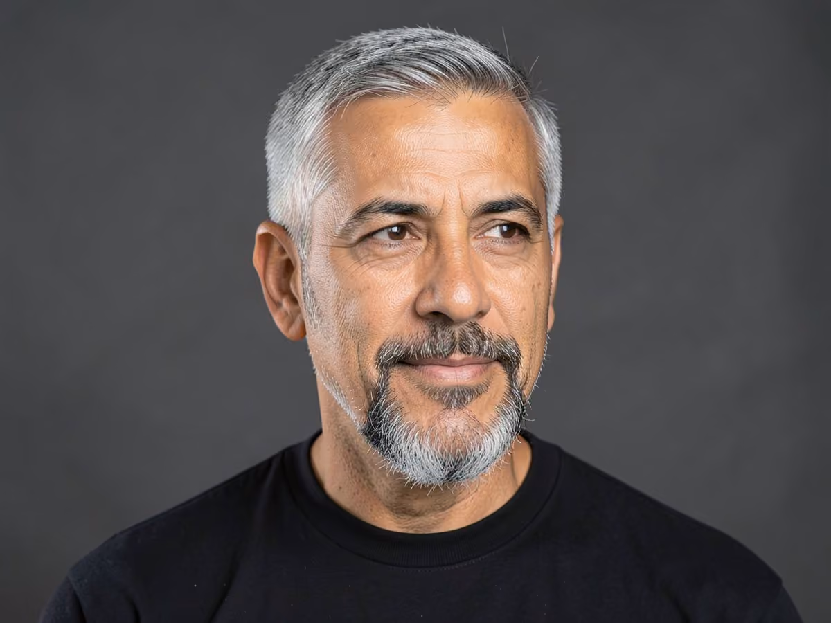 Man with a stubble goatee haircut