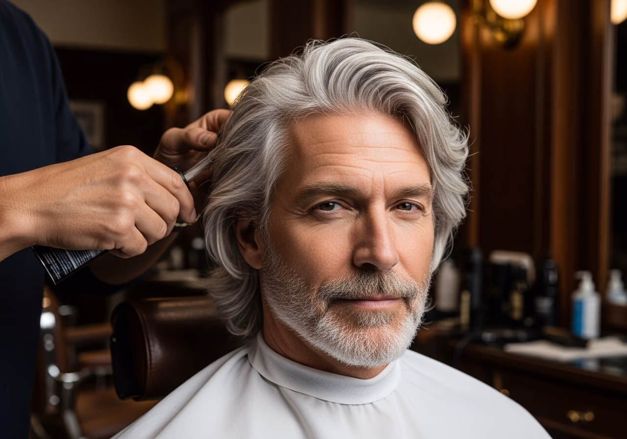 Gray Hair Styles for Men 2026 - Gray Feathered Layers