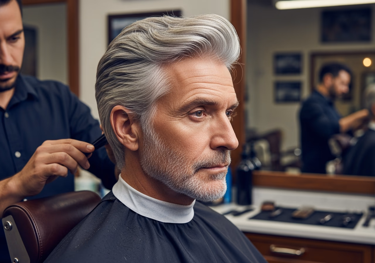 Gray Hair Styles for Men 2026 - Gray Layered Pompadour
