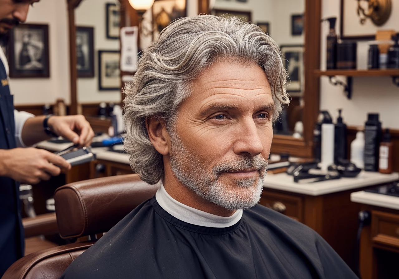 Gray Hair Styles for Men 2026 - Gray Wavy Mop with Shine