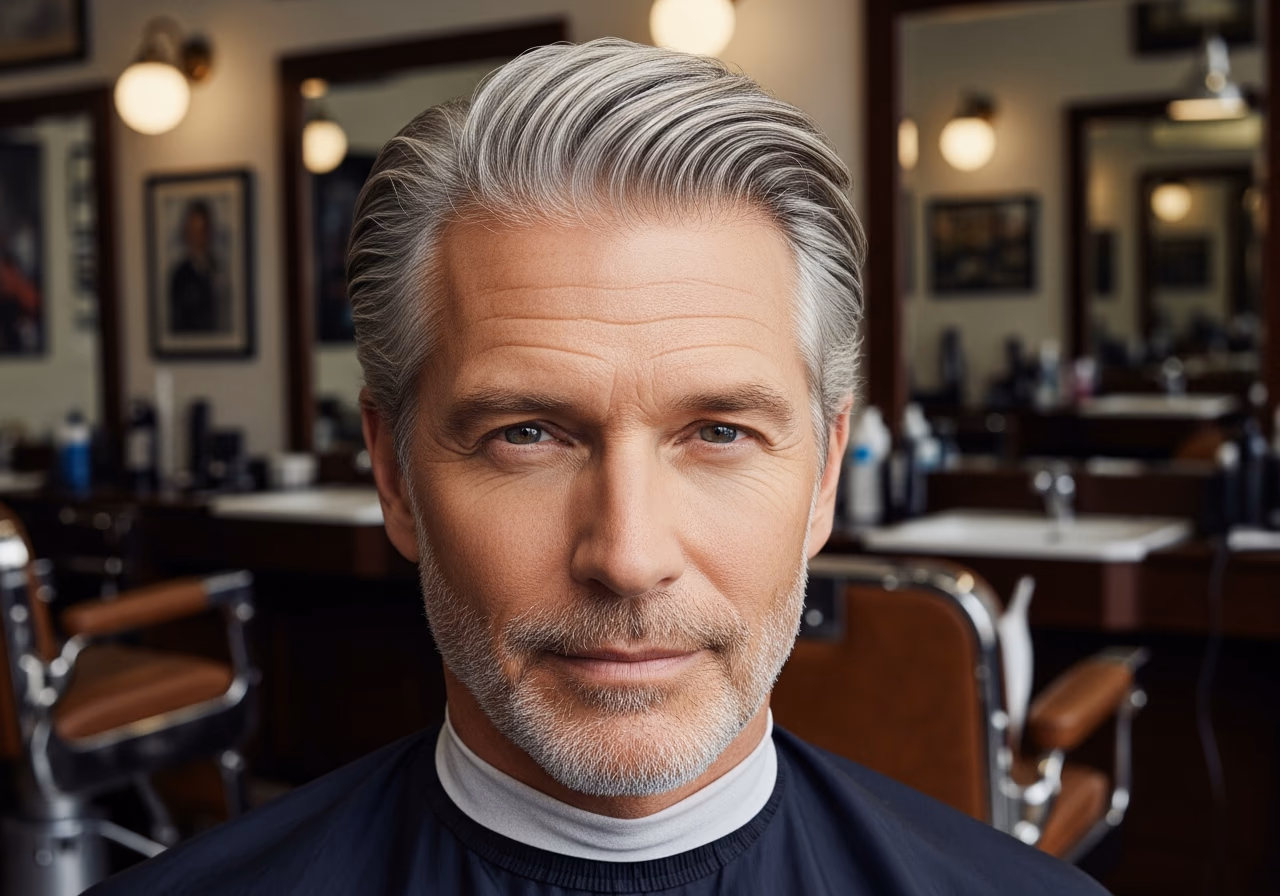Gray Hair Styles for Men 2026 - Polished Silver Slick Back