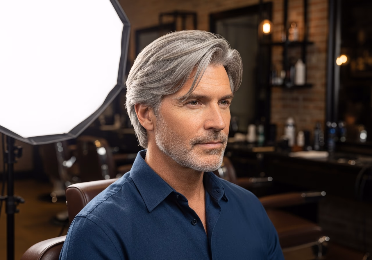 Gray Hair Styles for Men 2026 - Silver Curtain Bangs