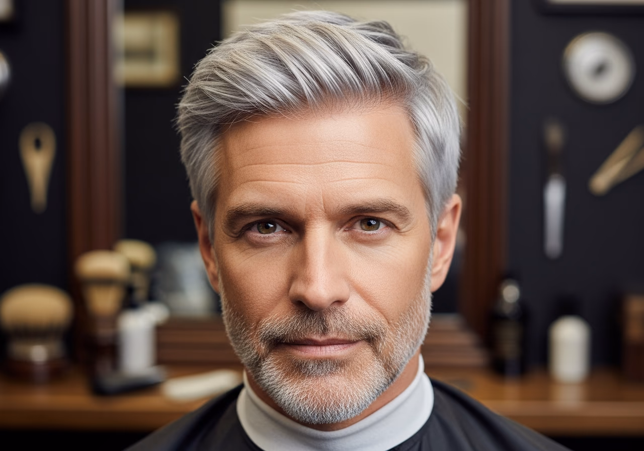 Gray Hair Styles for Men 2026 - Silver Fluffy French Crop