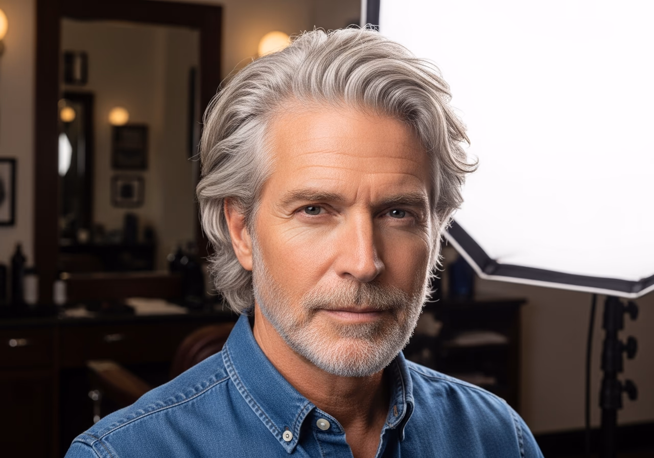 Gray Hair Styles for Men 2026 - Silver Fluffy Volume Cut
