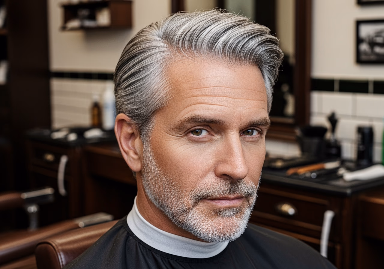 Gray Hair Styles for Men 2026 - Silver Hard Part Hold