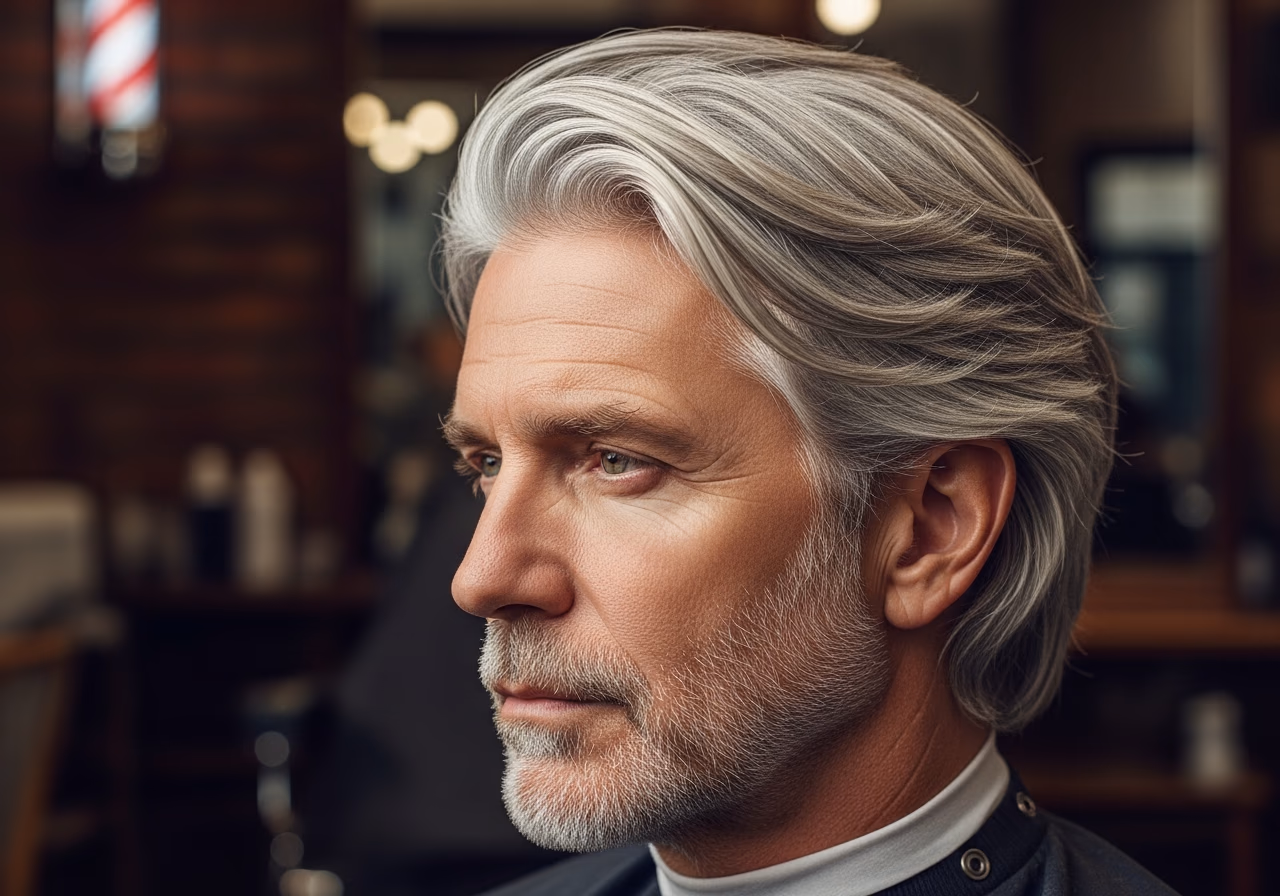 Gray Hair Styles for Men 2026 - Silver Layered Flow