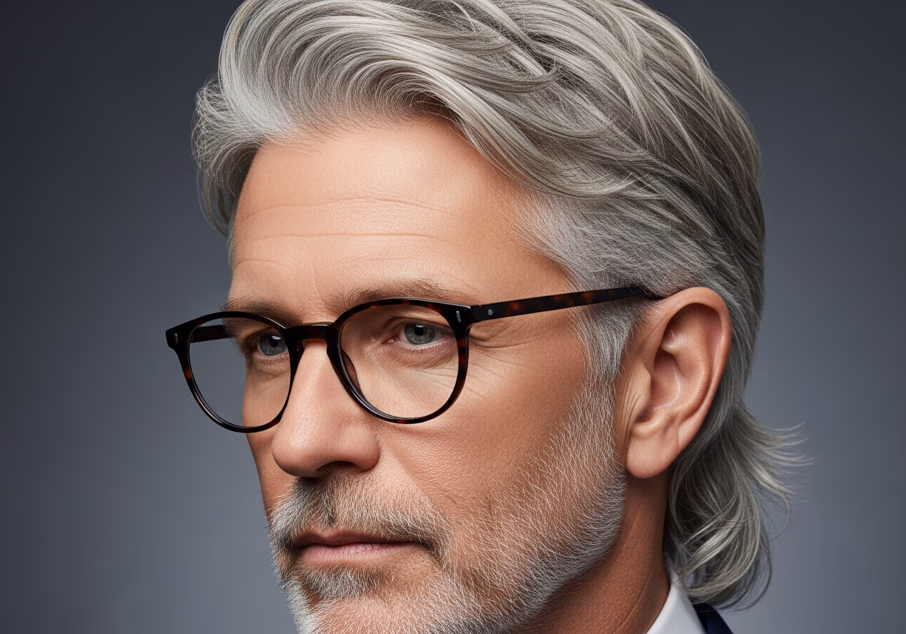 Gray Hair Styles for Men 2026 - Silver Modern Mullet