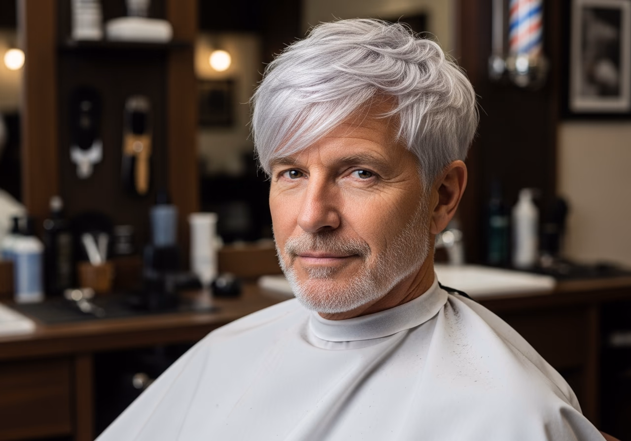 Gray Hair Styles for Men 2026 - Textured Silver Crop