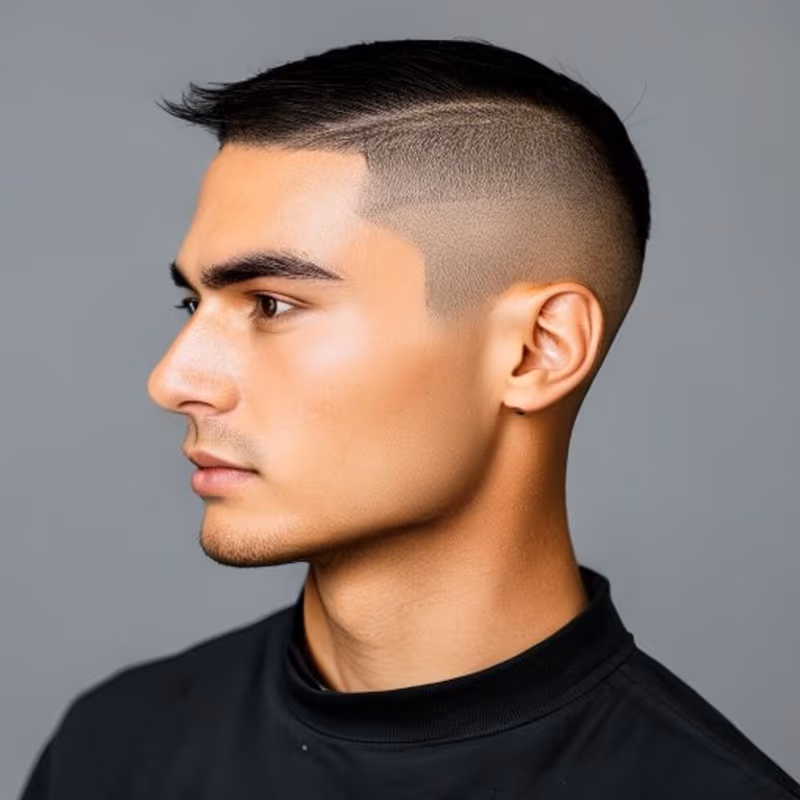 Curved Line hairstyle for men 2026 — Hair Designs variation, best for Following the burst-fade arc, modern barbering by Master Stylist Jessica Hamilton