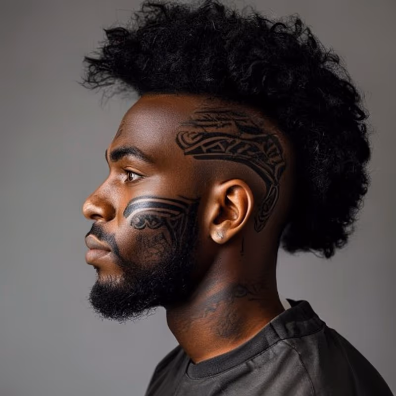 Designs with Afro hairstyle for men 2026 — Hair Designs variation, best for Bold contrast on natural hair, modern barbering by Master Stylist Jessica Hamilton