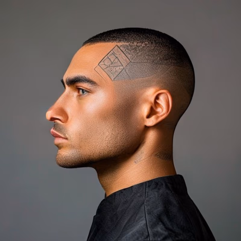 Geometric Design hairstyle for men 2026 — Hair Designs variation, best for Modern, architectural, structured, modern barbering by Master Stylist Jessica Hamilton