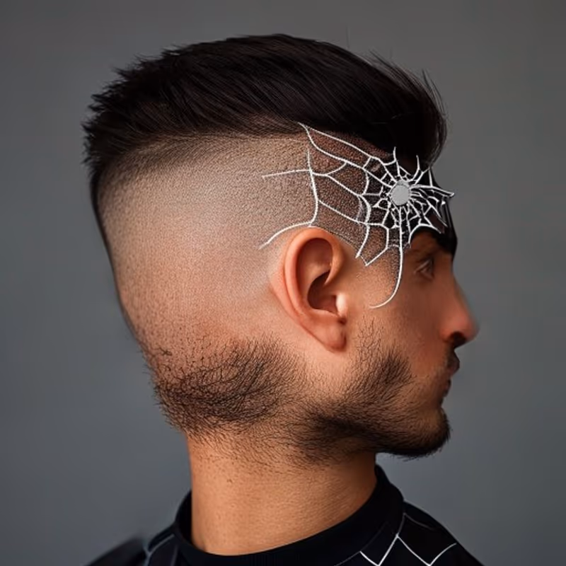Spider Web Design hairstyle for men 2026 — Hair Designs variation, best for Highest-detail design work, modern barbering by Master Stylist Jessica Hamilton