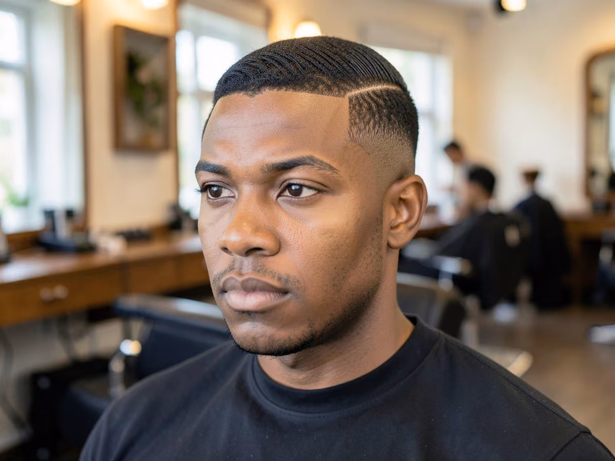 Man with a post-transplant side part