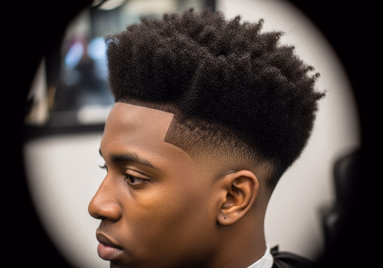 Haircuts for Black Men 2026 - Burst Fade with Natural 4B Fro