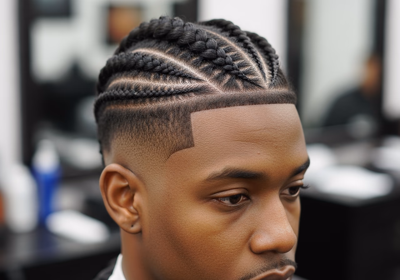 Haircuts for Black Men 2026 - High Fade with Braided Crown