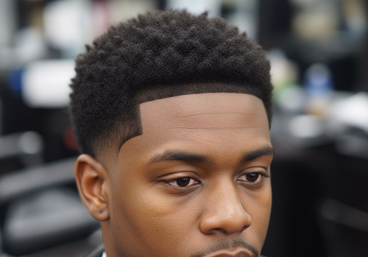 Haircuts for Black Men 2026 - Low Fade with Curtain Fringe Curls