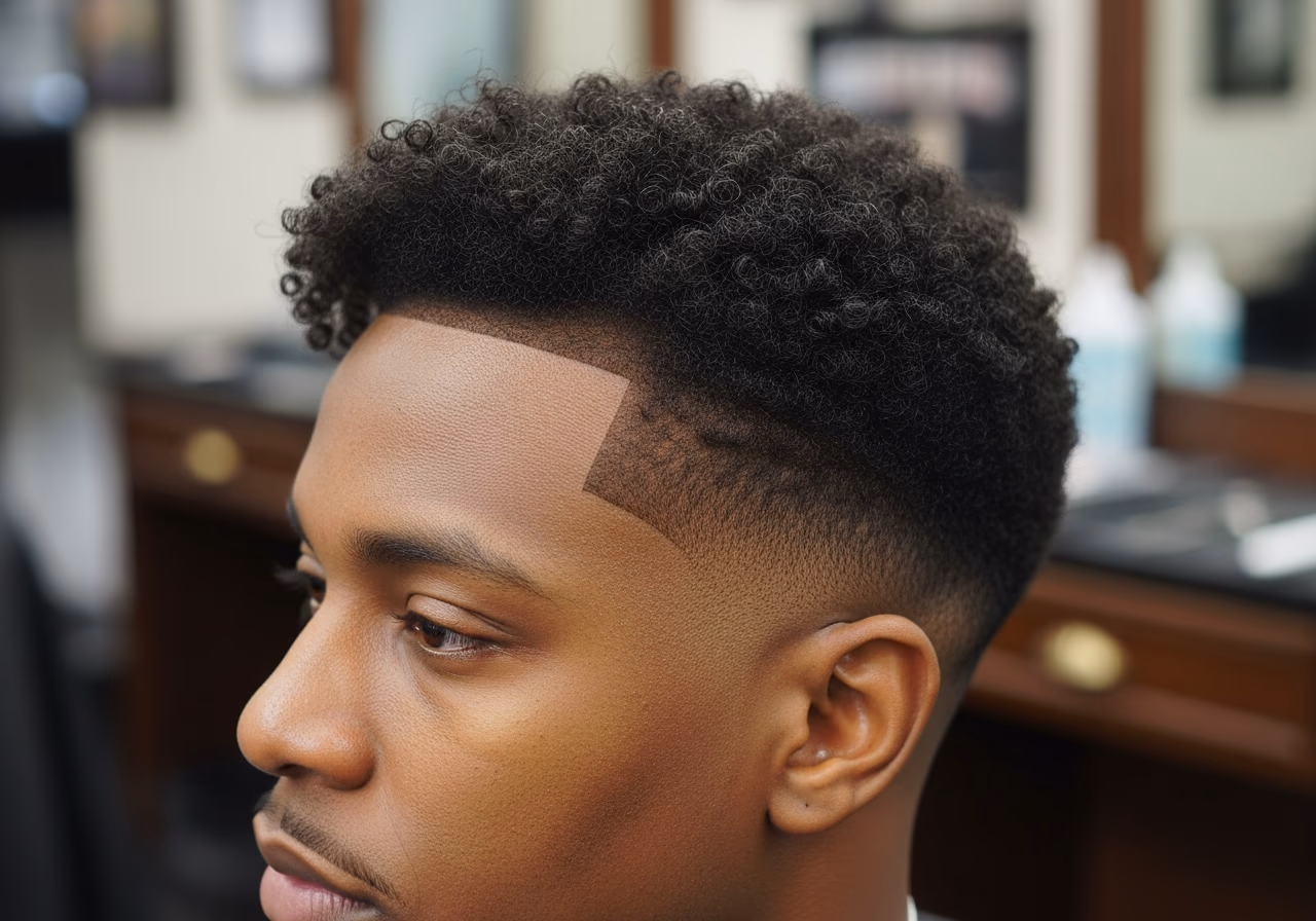 Haircuts for Black Men 2026 - Low Taper with Side-Swept Curls