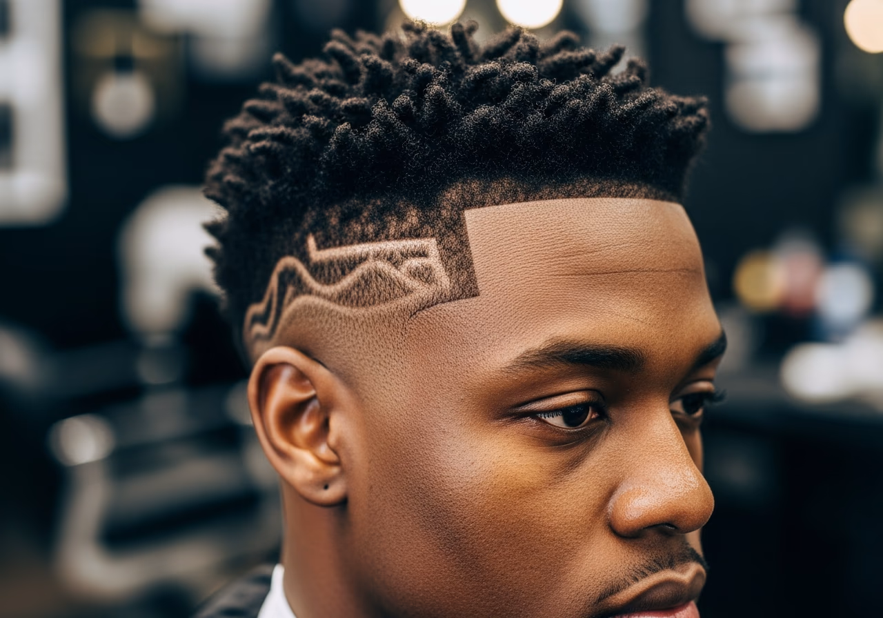 Haircuts for Black Men 2026 - Mid Fade with Mini Twists and Design