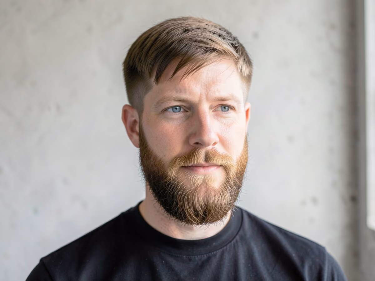 Man with a grown-up curtain cut