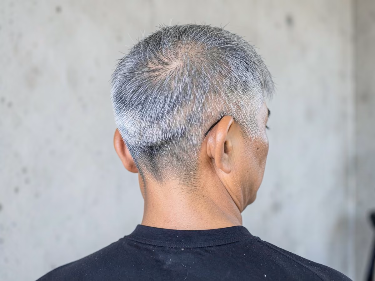 Man with a mature textured crop haircut