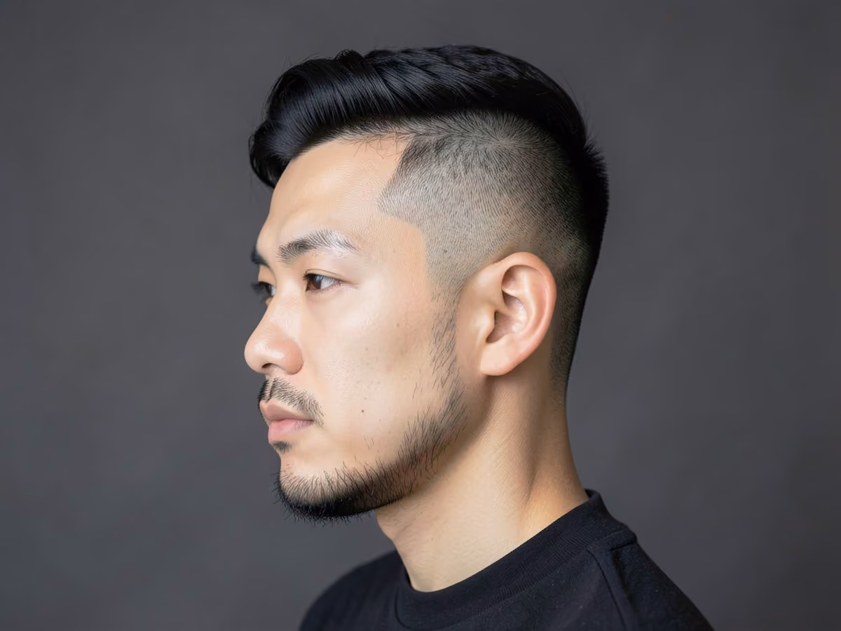 Man with a soft pompadour taper