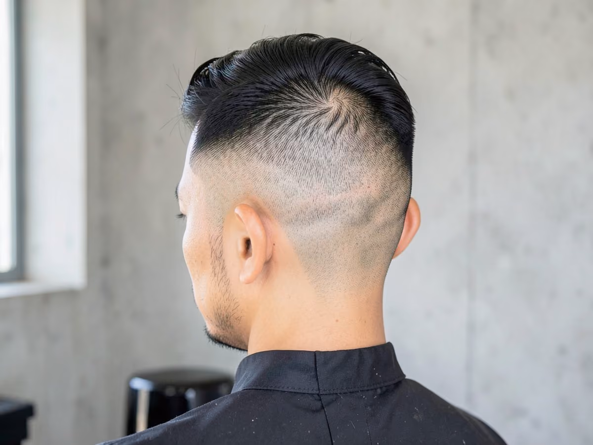 Man with a thinning crown short cut