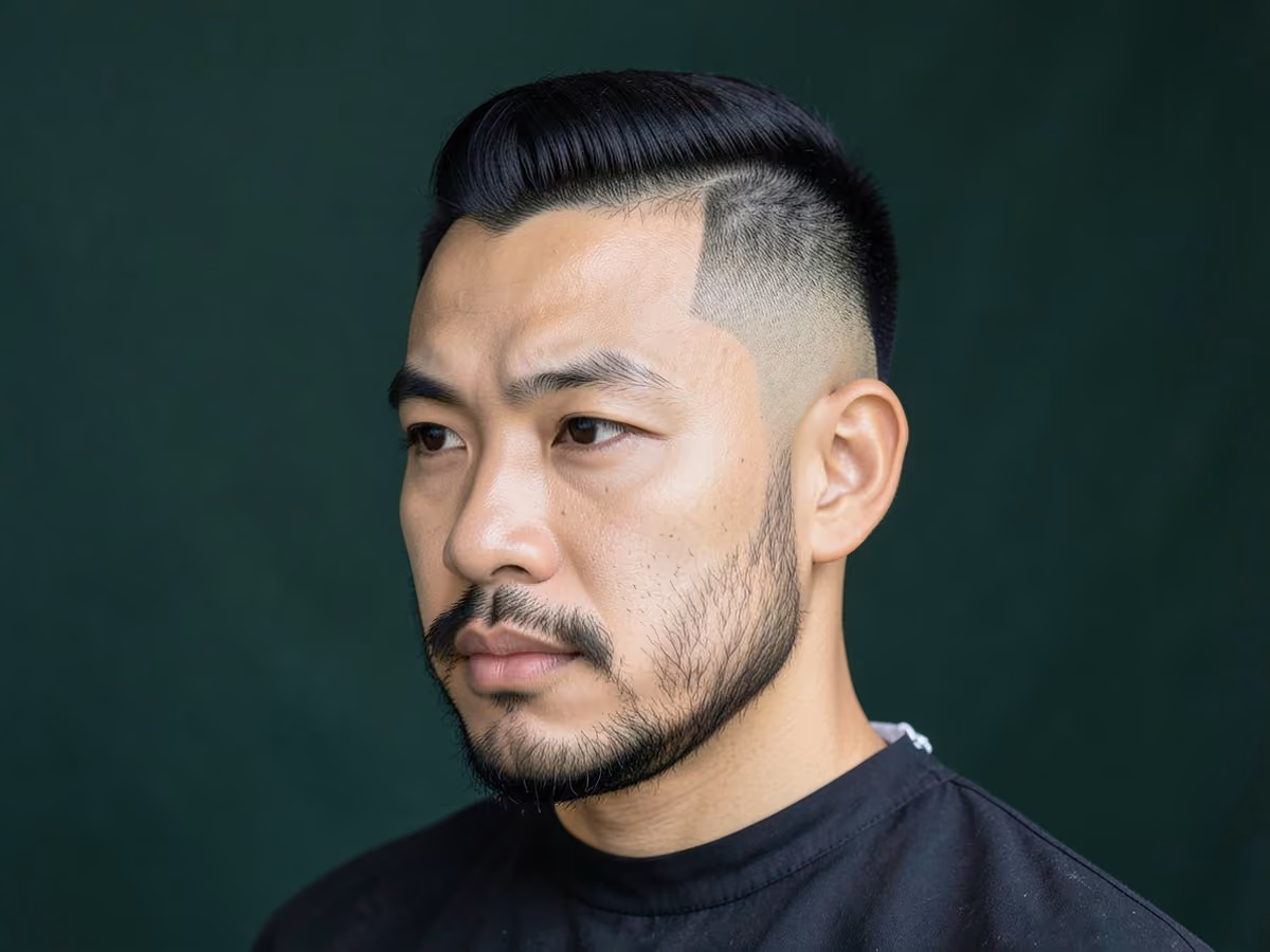 Man with a burst fade with heavy stubble
