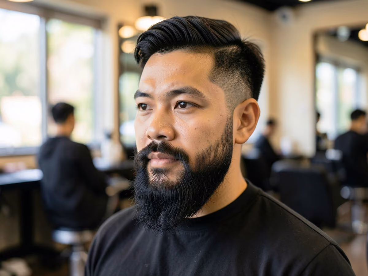 Man with a butch cut with full beard