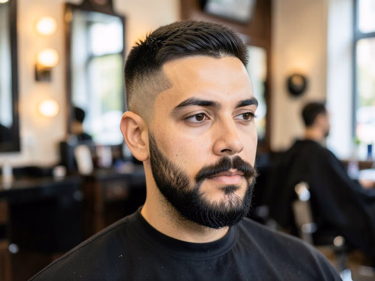 Man with a caesar fade with balbo beard