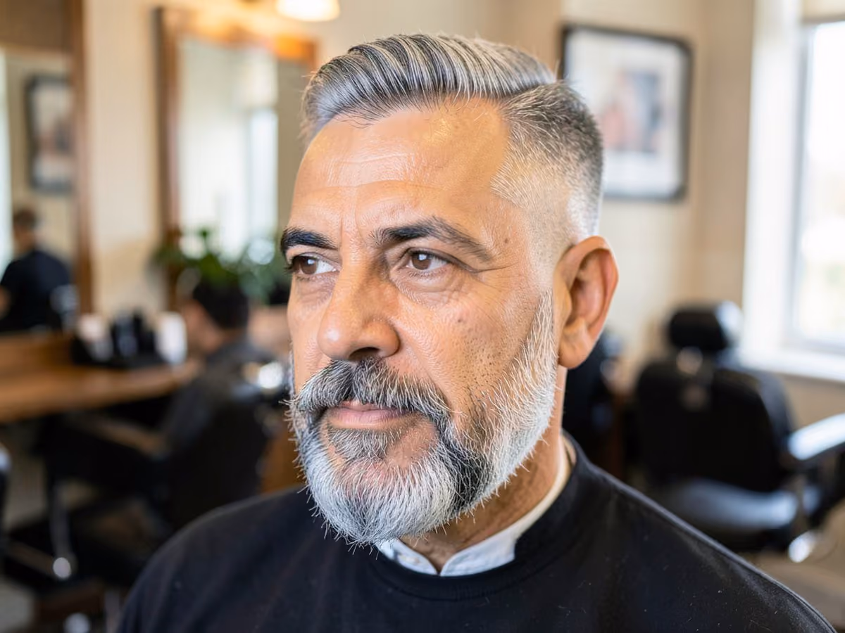 Man with a high and tight with anchor beard haircut