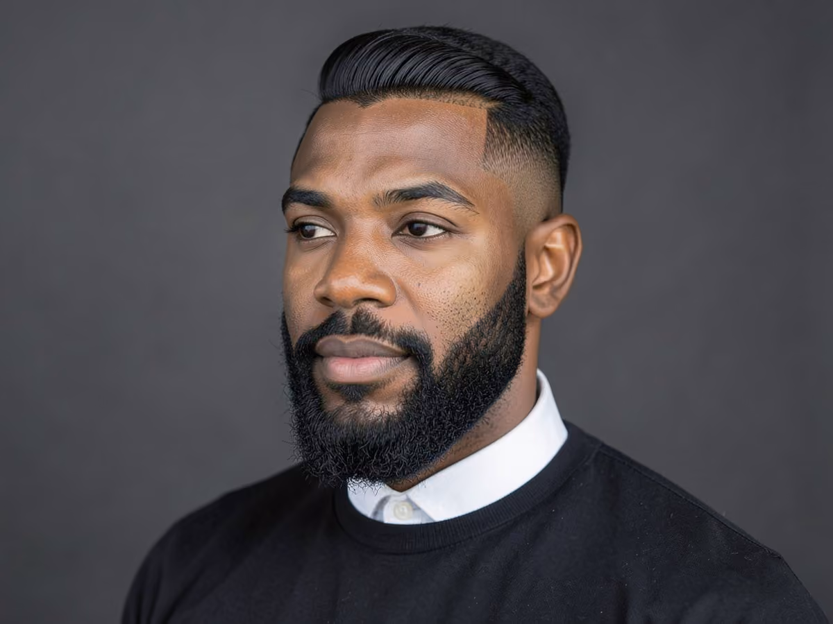 Man with an ivy league with corporate beard haircut