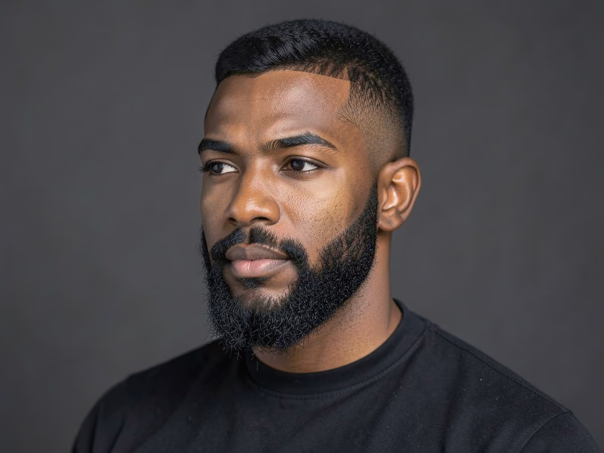 Man with a long face haircut with beard