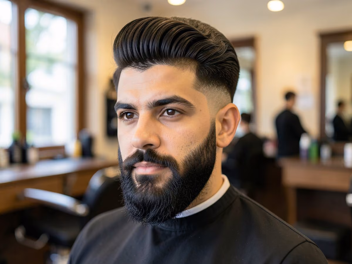 Man with a pompadour with full beard