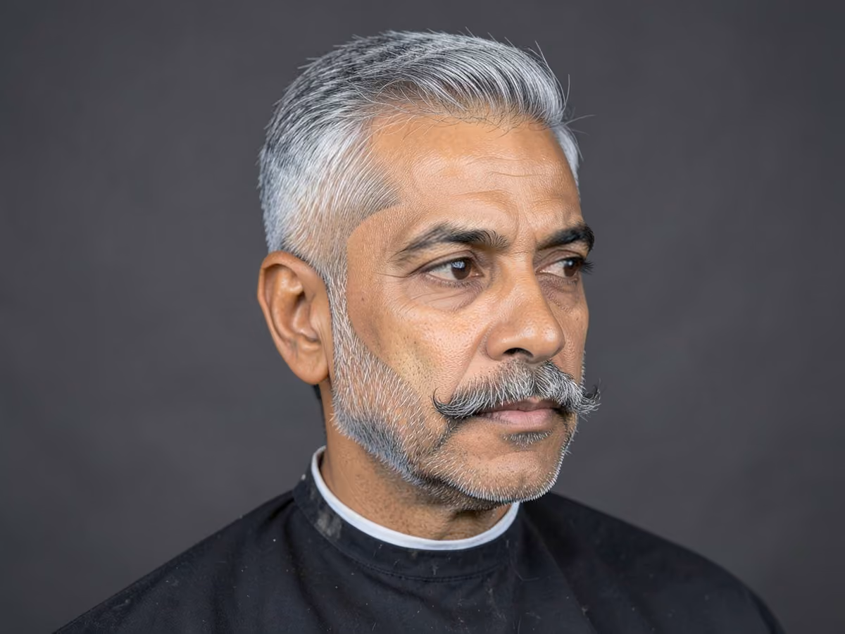 Man with a shadow fade with mutton chops