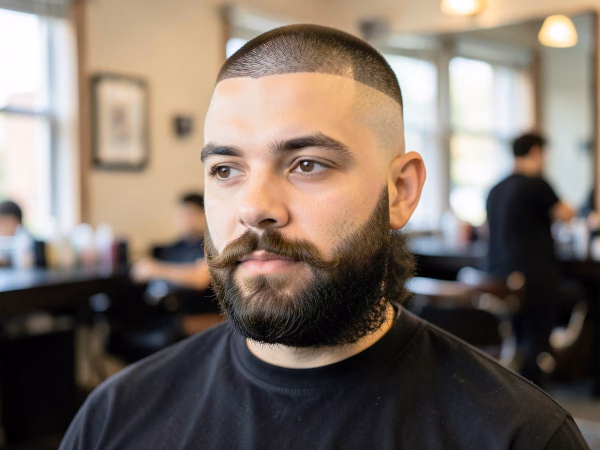 Man with a taper fade with verdi beard